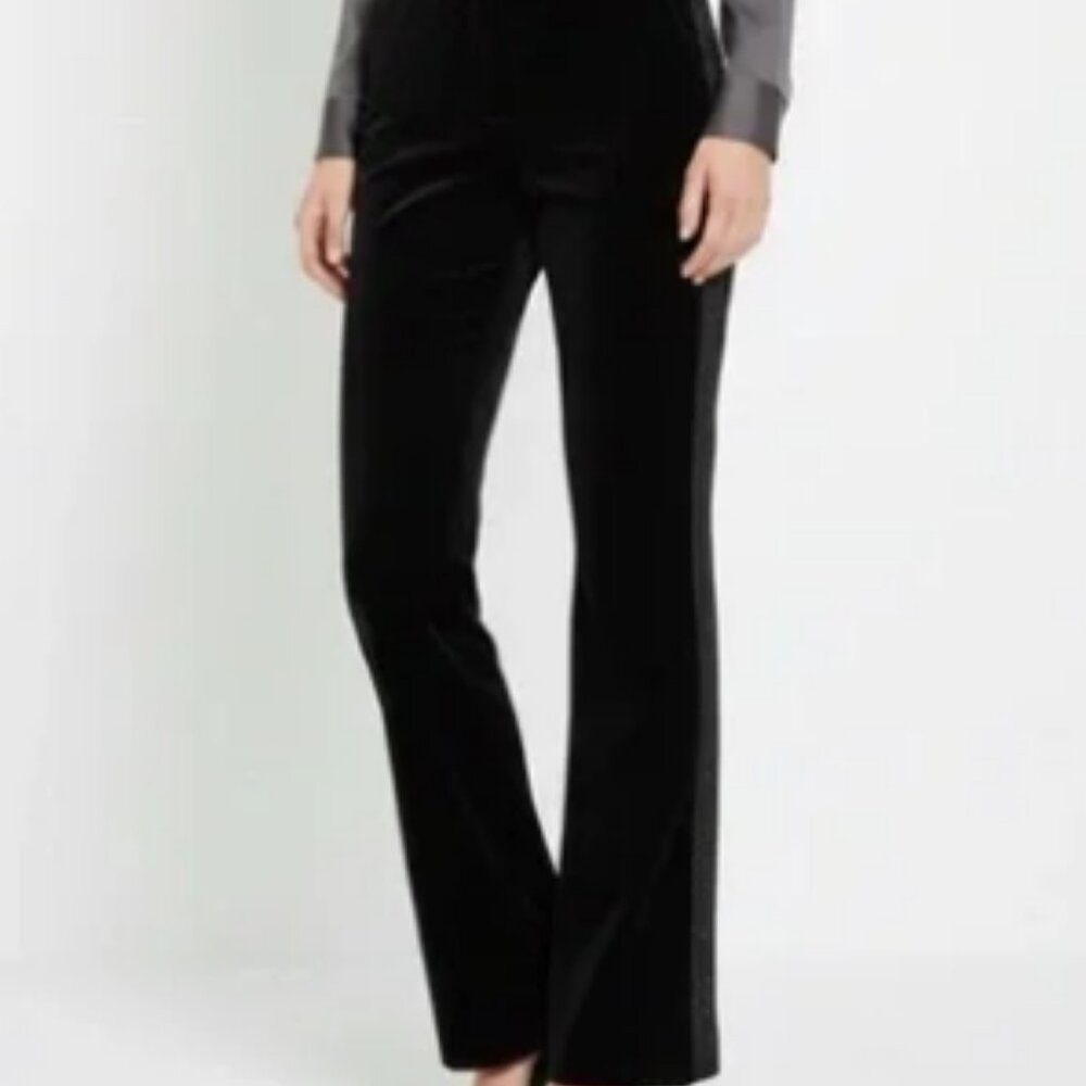 Theory Womens Tuxedo Velvet Blk Trousers Sz 0 Professional Versatile Sports Luxe